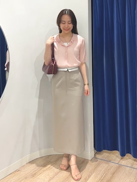 「アイテム（カーディガン/ボレロ、ピンク系）」を使った、TOYODAさん（レディース・163cm）の夏コーディネート