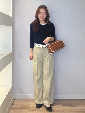 「NOLLEY’S Sophi（ノーリーズソフィ）のシアー配色トリミングロンT（Tシャツ/カットソー）」を使った、TOYODAさん（レディース・163cm）の冬コーディネート