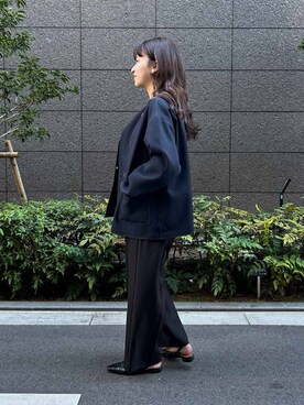 「URBAN RESEARCH（アーバンリサーチ）のアイテム（ノーカラージャケット）」を使った、miyuさん（レディース・156cm）の冬コーディネート