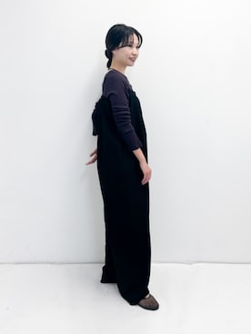 「RODE SKO（ロデスコ）のクリアカラーフラットシューズ（バレエシューズ、ブラック系）」を使った、miyuさん（レディース・157cm）の夏コーディネート