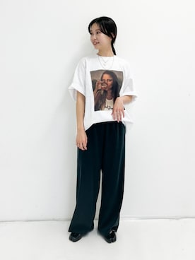 「URBAN RESEARCH（アーバンリサーチ）のLOVE LAGER LADY T-SHIRTS（Tシャツ/カットソー、ホワイト系）」を使った、miyuさん（レディース・157cm）の夏コーディネート