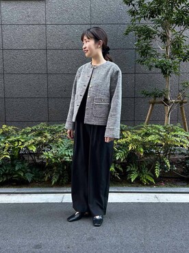 「URBAN RESEARCH（アーバンリサーチ）のアイテム（ノーカラージャケット）」を使った、miyuさん（レディース・156cm）の冬コーディネート