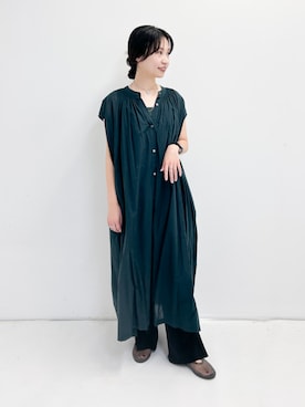 「RODE SKO（ロデスコ）のクリアカラーフラットシューズ（バレエシューズ、ブラック系）」を使った、miyuさん（レディース・157cm）の夏コーディネート