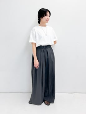 「RODE SKO（ロデスコ）のクリアカラーフラットシューズ（バレエシューズ、ブラック系）」を使った、miyuさん（レディース・157cm）の夏コーディネート