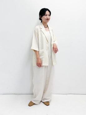 「RODE SKO（ロデスコ）の『MADE IN JAPAN』 スクエアメッシュフラットシューズ（バレエシューズ、ベージュ系）」を使った、miyuさん（レディース・157cm）の夏コーディネート