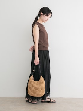 「ノースリーブニット」｜miyuさん（レディース・157cm）の夏コーディネート