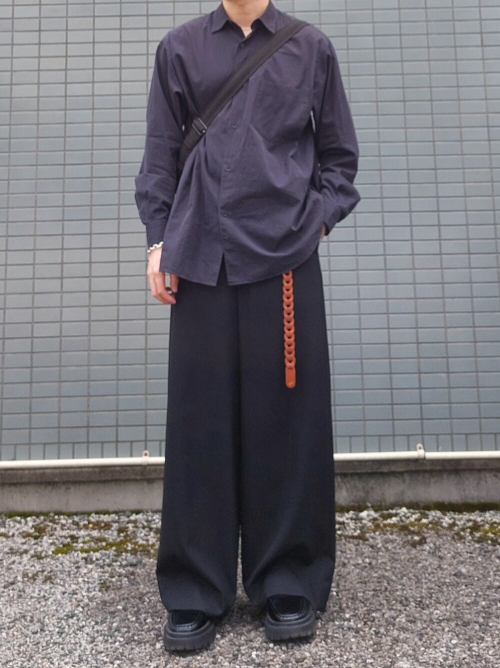 国内発送【LEMAIRE】ハイライズ◇コットン◇ワイドレッグパンツ ルメール LEMAIRE ワイドジーンズ コットン ストーングレー