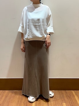 「ITEMS URBANRESEARCH（アイテムズ アーバンリサーチ）のシアー5ブソデハイネックブラウス（シャツ/ブラウス）」を使った、うみさん（レディース・162cm）の秋コーディネート