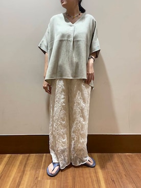 「シアーパンツ」｜うみさん（レディース・162cm）の夏コーディネート