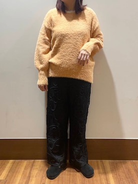 「クルーネックニット」｜うみさん（レディース・162cm）の冬コーディネート