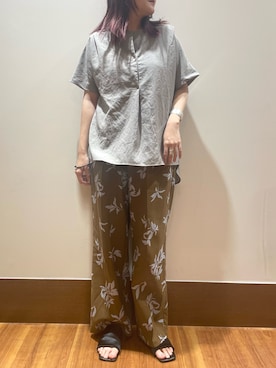 「リネン素材」｜うみさん（レディース・162cm）の夏コーディネート