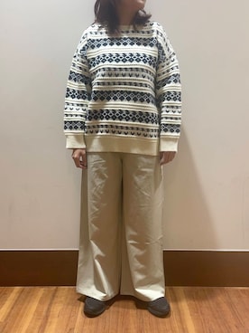「クルーネックニット」｜うみさん（レディース・162cm）の冬コーディネート