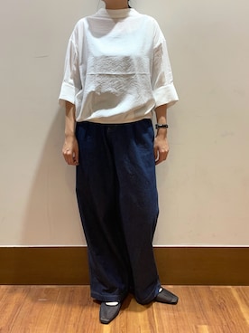 「ITEMS URBANRESEARCH（アイテムズ アーバンリサーチ）のシアー5ブソデハイネックブラウス（シャツ/ブラウス）」を使った、うみさん（レディース・162cm）の秋コーディネート
