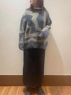 「クルーネックニット」｜うみさん（レディース・162cm）の冬コーディネート