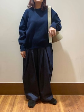 「クルーネックニット」｜うみさん（レディース・162cm）の冬コーディネート