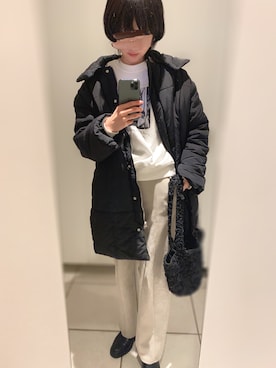 「moussy」｜「アイテム（ダウンジャケット/コート）」を使った、hooさん（レディース・163cm）の春コーディネート