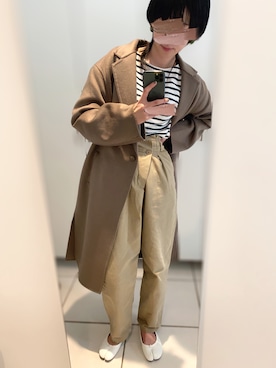 「moussy」｜「アイテム（チェスターコート）」を使った、hooさん（レディース・163cm）の秋コーディネート