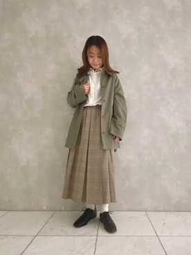 「POU DOU DOU（プードゥドゥ）のアイテム（その他アウター）」を使った、よしかわさん（レディース・151cm）の秋コーディネート
