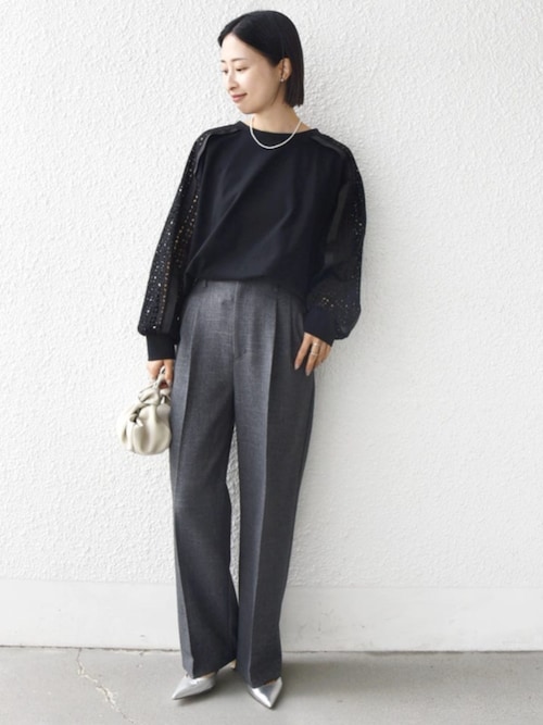 セール】【WEB限定】〈手洗い可能〉レース コンビ カットソー（Tシャツ