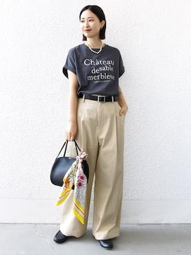 「アイテム（チノパンツ）」を使った、FUJITAさん（レディース・159cm・30代）の夏コーディネート