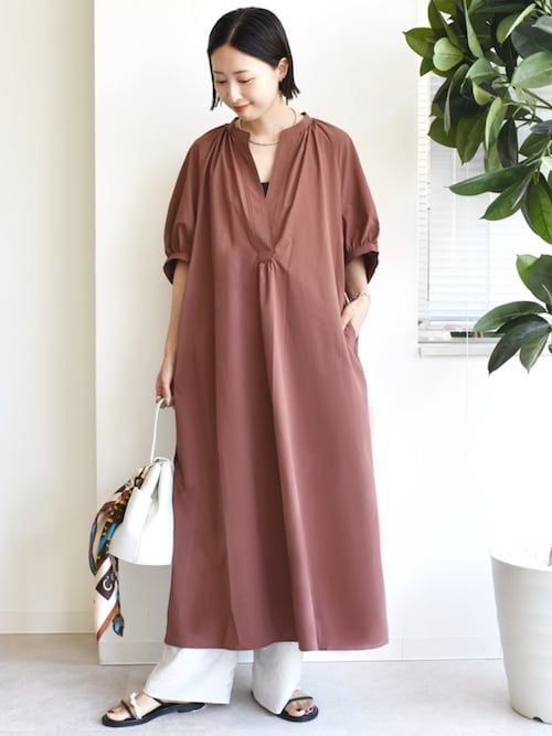 【新品】シップスエニィ　オーガニック RENU ギャザー ワンピース セール】 SHIPS any: オーガニック RENU ギャザー ワンピース