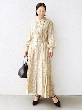 「ドットワンピ」｜FUJITAさん（レディース・159cm）の秋コーディネート