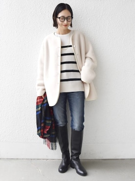 「カシミヤ」｜「アイテム（トップス）」を使った、FUJITAさん（レディース・159cm）の冬コーディネート