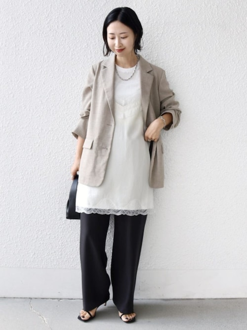 洗濯機可能〉ダル サテン レース スリット キャミソール（キャミソール