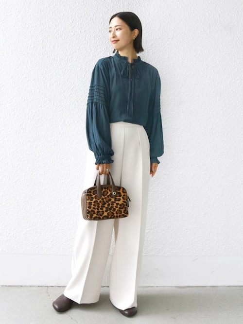 セール】〈手洗い可能〉割繊 前後 2WAY 袖タック デザイン ブラウス