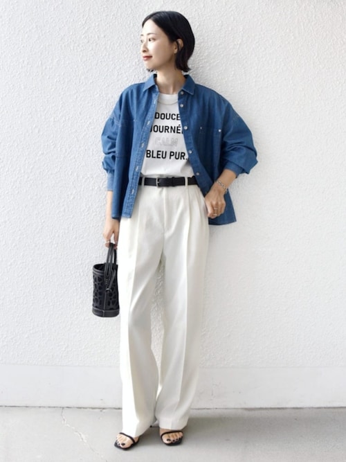 洗濯機可能〉ライトオンス デニム ショート シャツ（シャツ/ブラウス