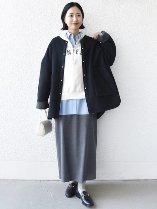 セール】セミ 梳毛 配色 リバー ノーカラー コート（ノーカラーコート