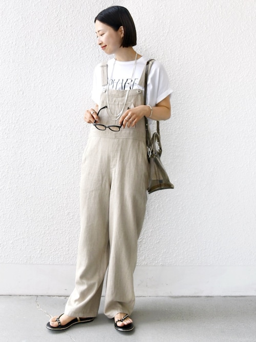 MARK＆LONA オールインワン M 迷彩 ベージュ 金ボタン 美品 希少 手洗い可能〉麻 コットン オールインワン（サロペット/オーバーオール