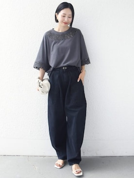 「カットソー」｜FUJITAさん（レディース・159cm）の夏コーディネート