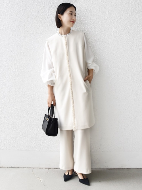 SHIPS別注】kaene:〈洗濯機可能〉ダンボール フリル ロング ジレ