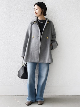「アイテム（ジャケット/アウター、グレー系）」を使った、FUJITAさん（レディース・159cm）の冬コーディネート