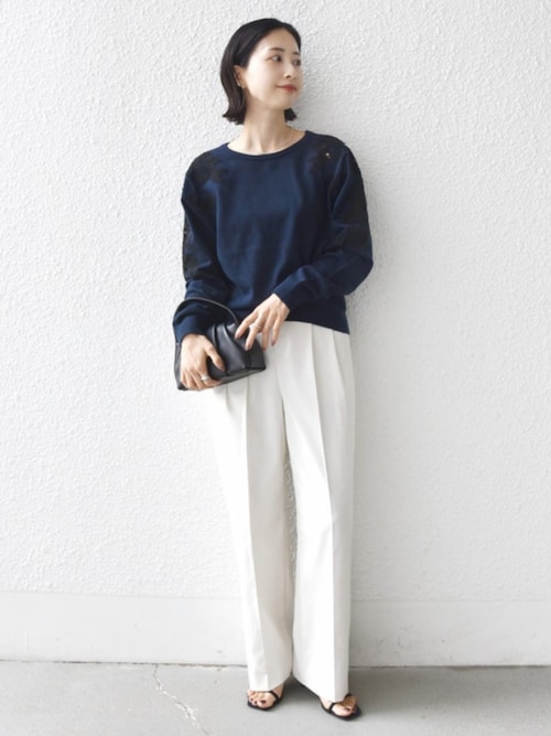 Desert Rose  レースコンビプルオーバーニット WEB限定】〈手洗い可能〉ショルダー レース コンビ ニット プル