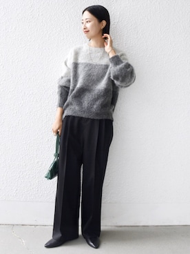 「クルーネックニット」｜FUJITAさん（レディース・159cm）の秋コーディネート