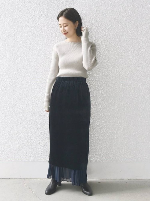 SHIPS（シップス） スカート プリーツ コンビ クラッシュ スカート