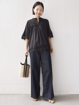「upperhights（アッパーハイツ）のアイテム（パンツ）」を使った、FUJITAさん（レディース・159cm）の夏コーディネート