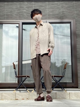 Tシャツ カットソー ベージュ系 を使ったメンズ人気ファッションコーディネート Wear