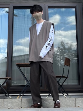 「shiun（シウン）のアイテム（パンツ）」を使った、たけるさん（メンズ・172cm）の春コーディネート