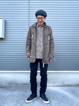 「TOPMAN（トップマン）のアイテム（パンツ）」を使った、14号機さん（メンズ・175cm）の冬コーディネート