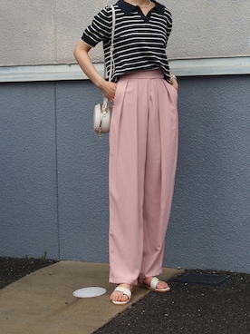 「襟付きトップス」｜「アイテム（スラックス）」を使った、영화さん（レディース・166cm）の夏コーディネート