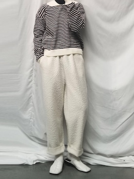 「ボーダーニット」｜영화さん（レディース・166cm）の冬コーディネート