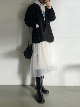 「袖ロールアップ」｜영화さん（レディース・166cm）の冬コーディネート