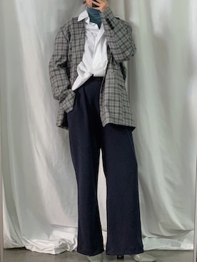 「スクエアトゥ」｜「アイテム（セットアップ）」を使った、영화さん（レディース・166cm）の秋コーディネート
