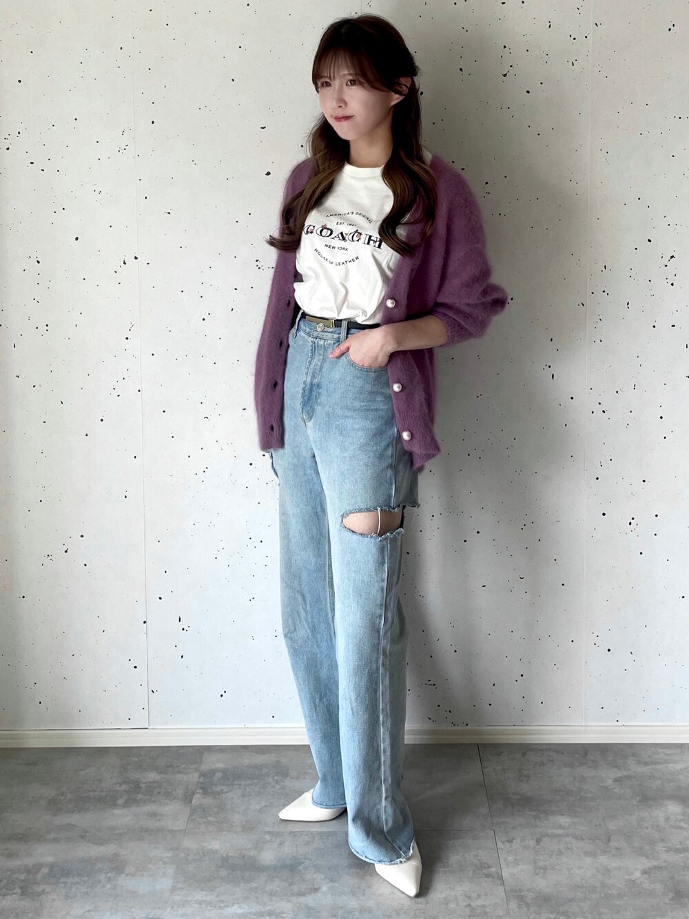 美品★Rene ニットパーカー アセテートBLEND フリル フェミニン 36 René