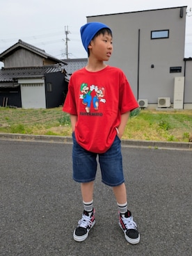 「マリオコーデ」｜「アイテム（帽子）」を使った、yuui8135さん（キッズ・136cm）の秋コーディネート