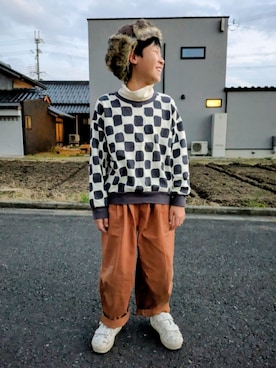 「アイテム（パンツ）」を使った、yuui8135さん（キッズ・137cm）の冬コーディネート