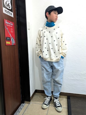 「antiqua（アンティカ）のアイテム」を使った、yuui8135さん（キッズ・137cm）の春コーディネート